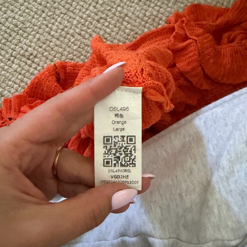 Orange Ruffle Knit Top - Picture 2 of 2